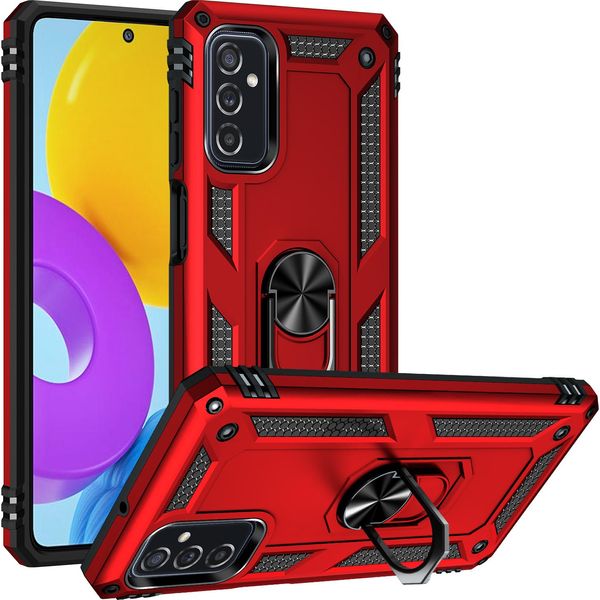 Custodia Per Samsung Galaxy M52 5G A Doppio Strato Robusta, Protezione Militare Con Supporto Ad Anello E Supporto Rosso-image