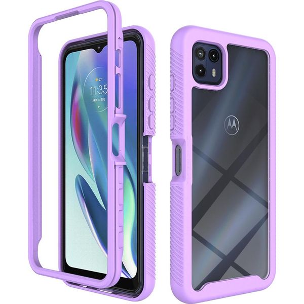 Moto G50 5G Case, Hybrid Transparent Back Rugged Tpu Bumper Antiscivolo Custodia Protettiva Completa Per Motorola Moto G50 5G Viola-image