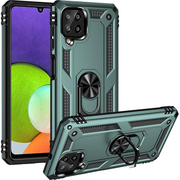 Custodia Per Samsung Galaxy A22 4G A Doppio Strato Robusta, Protezione Militare Con Supporto Ad Anello E Supporto Verde-image