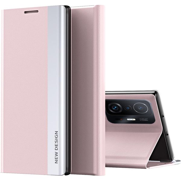 Xiaomi Mi 11T Pro Case, Sottile Finto Cuoio Magnetico Flip Stand Custodia Protettiva Per Xiaomi Mi 11T / Mi 11T Pro Rosa-image