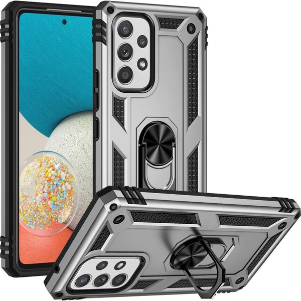 Custodia Per Samsung Galaxy A53 5G A Doppio Strato Robusta, Protezione Militare Con Supporto Ad Anello E Supporto Argento-image