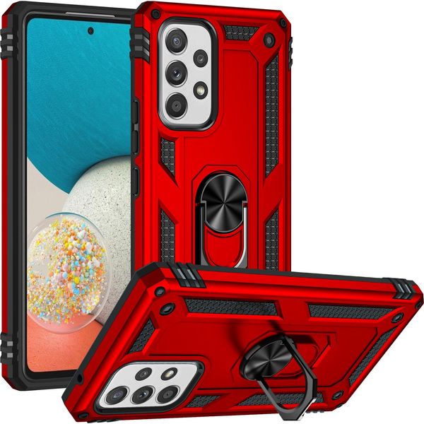 Custodia Per Samsung Galaxy A53 5G A Doppio Strato Robusta, Protezione Militare Con Supporto Ad Anello E Supporto Rosso-image