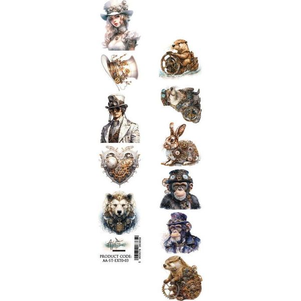 Alchimia Dell'arte Strisce Di Carta Per Scrapbooking 5X30 Cm, Animali Del Tempo Steampunk-image