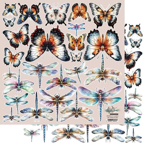 Alchimia Dell'arte 30X30Cm Carta Bifacciale Per Scrapbooking 250G, Insetti-image