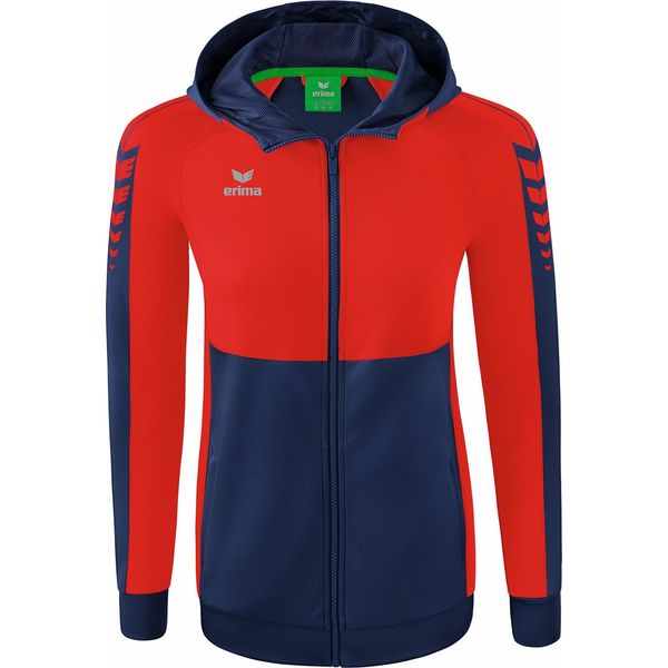 Erima Football Six Wings Giacca Da Allenamento Con Cappuccio Donna Nuova Navy Red Taglia 40-image