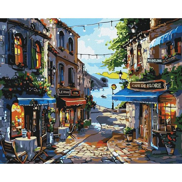 Dipingere Con I Numeri Immagini Per Dipingere - Ristorante In Riva Al Mare 50X40 Cm-image