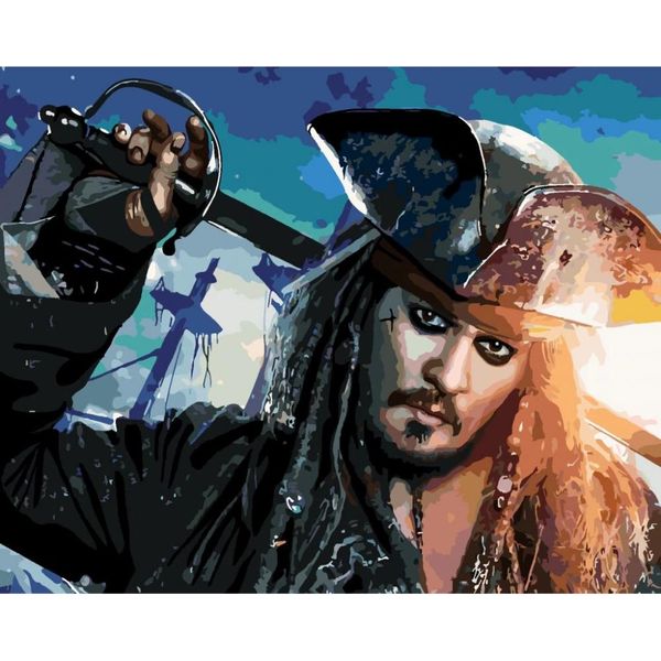 Quadri Di Painting By Numbers - Capitan Jack Sparrow 50X40 Cm-image
