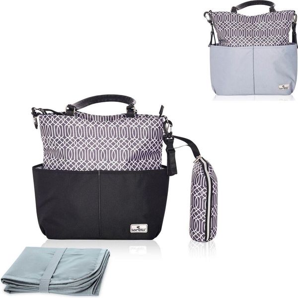 Borsa Fasciatoio Lorelli Laura, 2 Tasche Esterne, Zip, Fasciatoio Nero-image