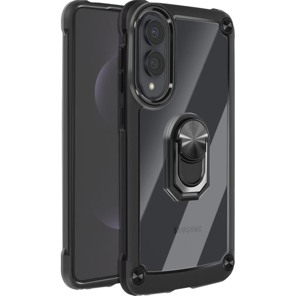 Avizar, Cover Samsung Galaxy S25 Edge Supporto Video Ad Anello Magnetico, Nero-image