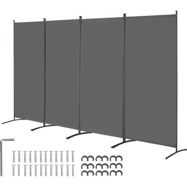 Parete Divisoria Per Ambienti 3464 Mm - 4 Pannelli - Schermo Privacy Per Ufficio In Grigio - Separazione Flessibile E Privacy-image