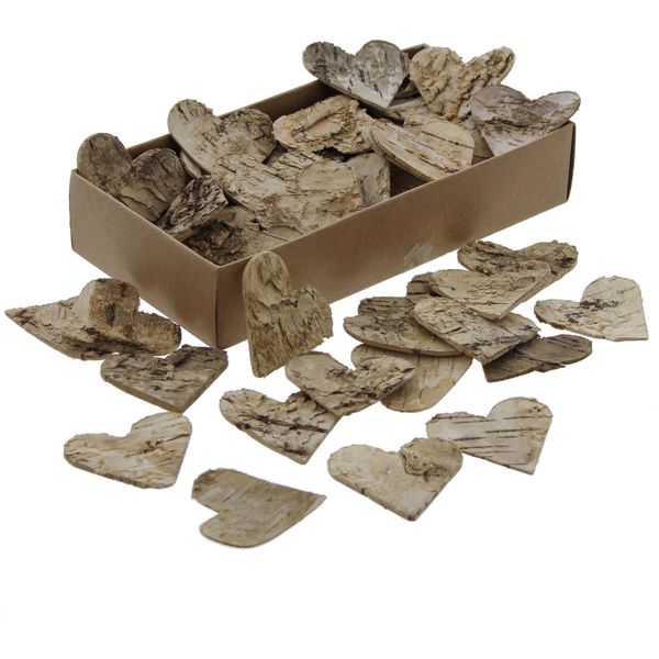 80 Cuoricini In Corteccia Di Betulla Ø 5 Cm - Decorazione Sparsa, Decorazione Per Matrimoni-image