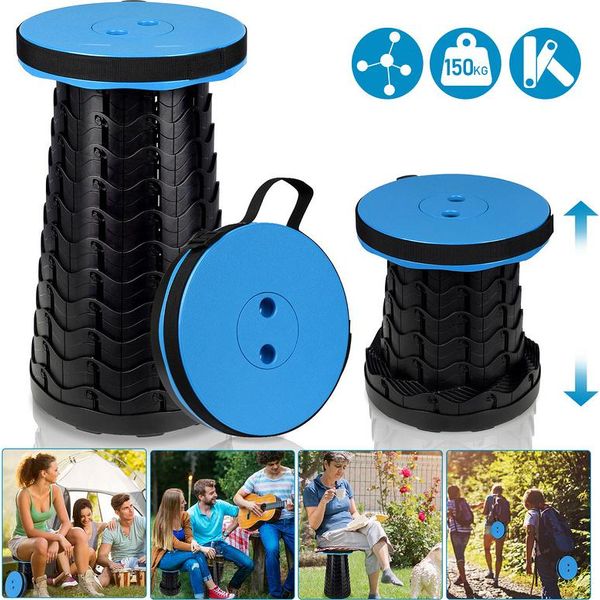 Swanew Sedia Pieghevole Portatile Compact Lightweight Telescopic 150Kg Outdoor Folding Stool Portable, Blue-image