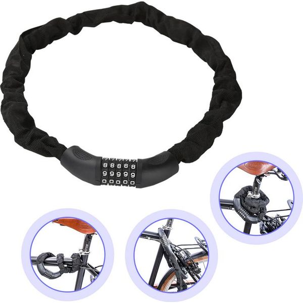 Swanew Lucchetto Per Moto 120Cm Lucchetto A Combinazione Per Ciclomotore Per Bici-image