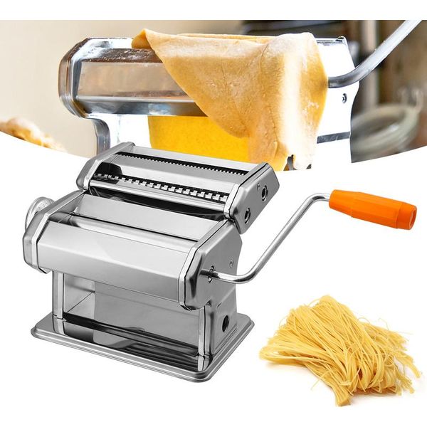 Jiubiaz Macchina Per La Pasta Macchina Per La Pasta In Acciaio Inox Fresco Manuale Rullo Tagliapasta Con Morsetto Per Spaghetti Lasagne Miglior Macchina Per La Pasta Macchina Per La Pasta Regalo, Facile Da Pulire E Da Usare-image
