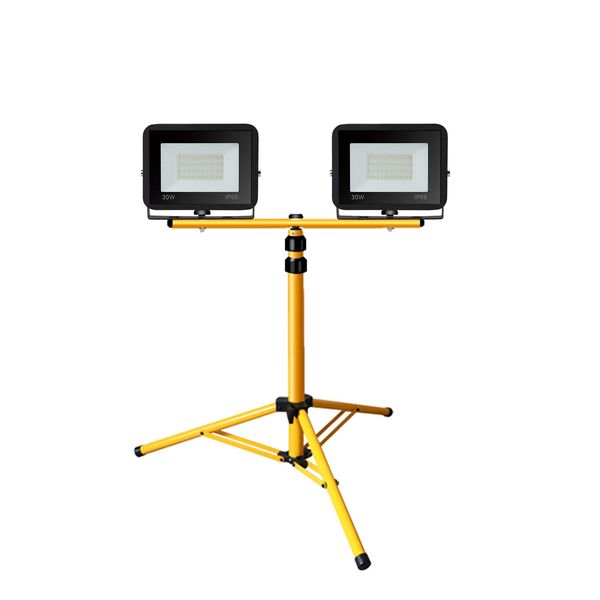 Yakimz Led Proiettore Con Treppiede Luci Di Lavoro Faretto Hotel Costruzione Proiettore 2X30W Bianco Freddo-image