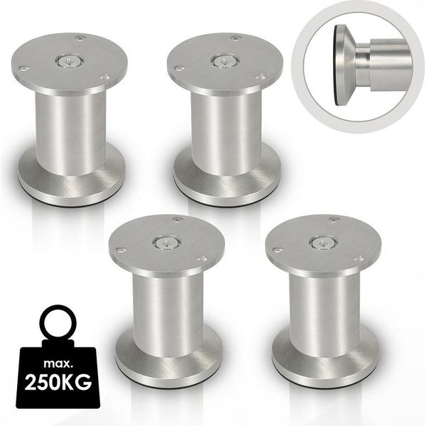 Jiubiaz 4X Piedini Per Mobili Piedini In Alluminio Diametro 40 Mm Altezza 100 Mm Nero Altezza Regolabile-image