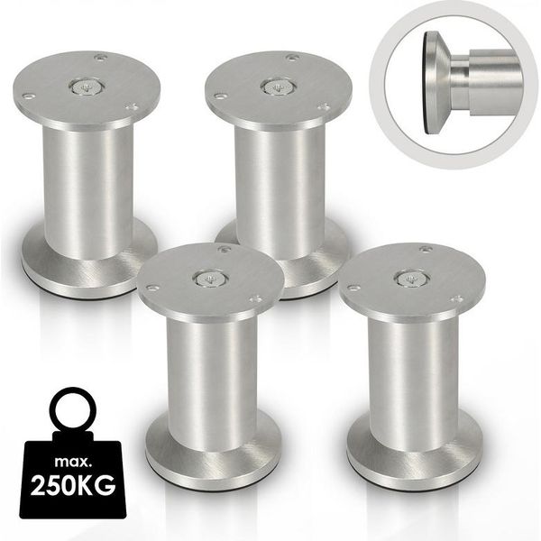 Jiubiaz 4X Piedini Per Mobili Piedini In Alluminio Diametro 40 Mm Altezza 120 Mm Nero Altezza Regolabile-image