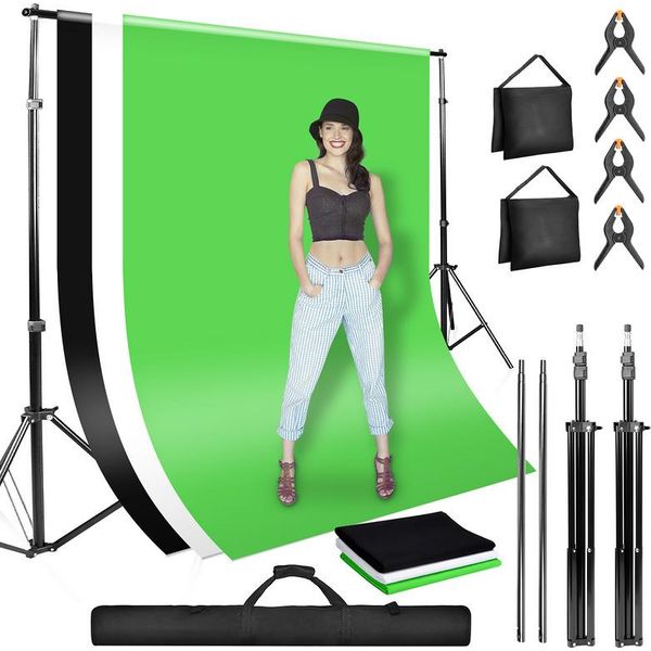 Yakimz Pro Photo Studio Set Sistema Di Sfondo Stand Con Borsa Di Trasporto Traverse Sandbag 4X Morsetti, 3X Sfondo-image