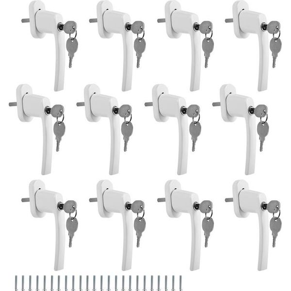 Tolletour Maniglia Della Finestra Serratura Della Finestra Maniglia Della Porta Del Balcone Design Alluminio Bloccabile Bianco Maniglia Con Chiave Uguale 12X-image