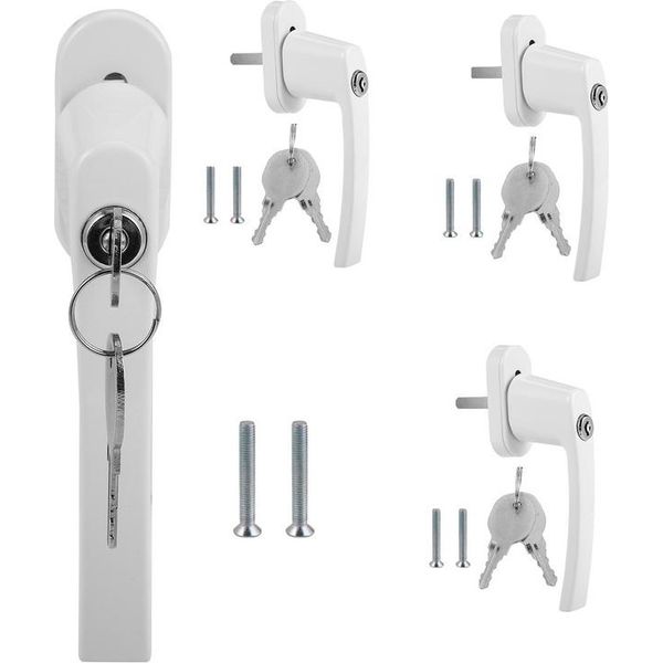 Yakimz Maniglia Della Finestra Serratura Della Finestra Maniglia Della Porta Del Balcone Design Alluminio Bloccabile Bianco Maniglia Con Chiave Uguale 4X-image