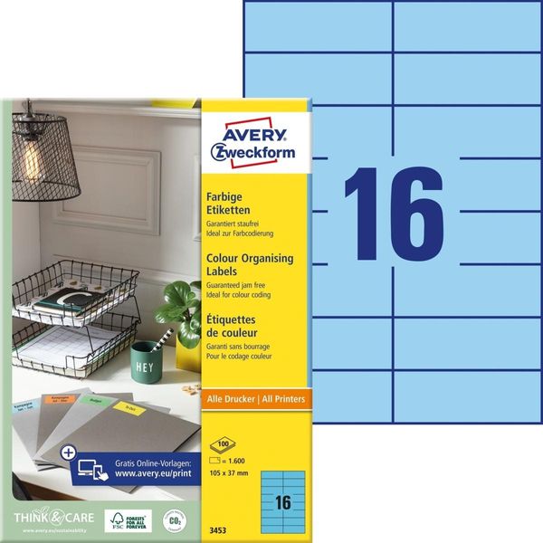 Etichette Universali 105X37Mm Blu 100 Fogli/1600 Etichette Confezione Da 5-image