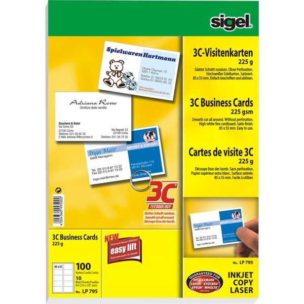 Biglietti Da Visita Inkjet/Laser/Copy 3C 200G Bianco Pu=10X100 Pezzi-image