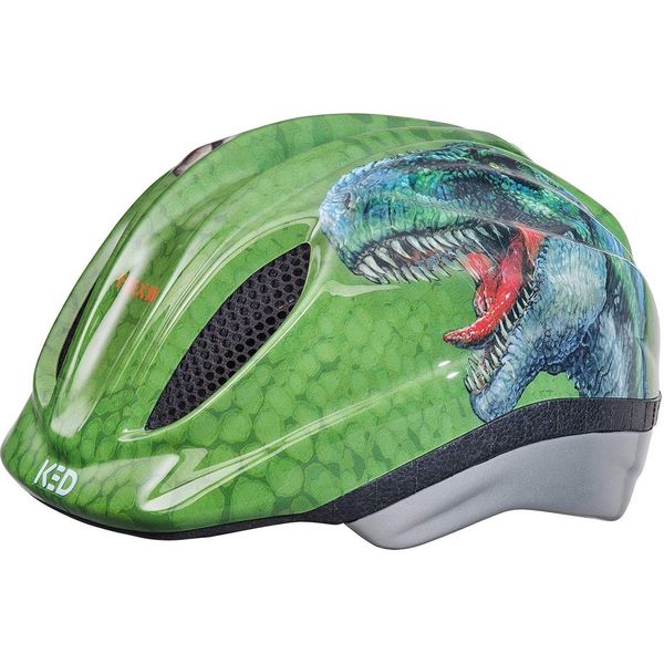 Ked Meggy Ii Originals | Casco Da Bicicletta Per Bambini Rete Di Protezione Dagli Insetti Luce Posteriore A Led Integrata Tecnologia Maxshell Motivo: T-REX Taglia 46-51 (S)-image