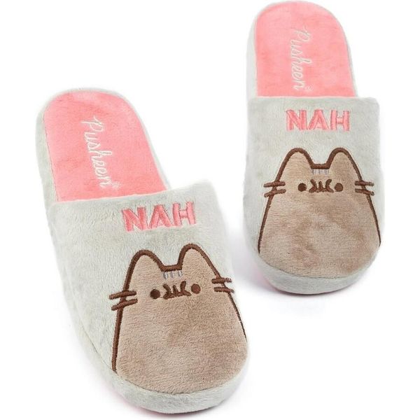 Pusheen - Pantofole Da Donna "Nah"" NS6886 (35,5 EU-37 Eu) (Grigio/Rosa/Bruno)"-image