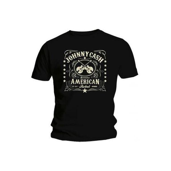 Johnny Cash - Maglietta "American Rebel"" Per Uomo/Donna Unisex RO1986 (L) (Nero)"-image