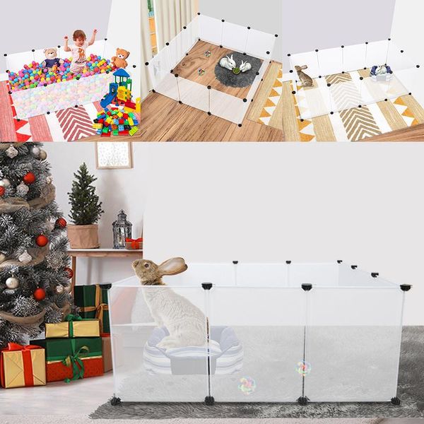 Yakimz Gabbia Per Piccoli Animali Recinto Esterno 145X75X45Cm Fai Da Te Bianco Cucciolo Correre Criceto Playpen Playpen Coniglio Conigliera-image