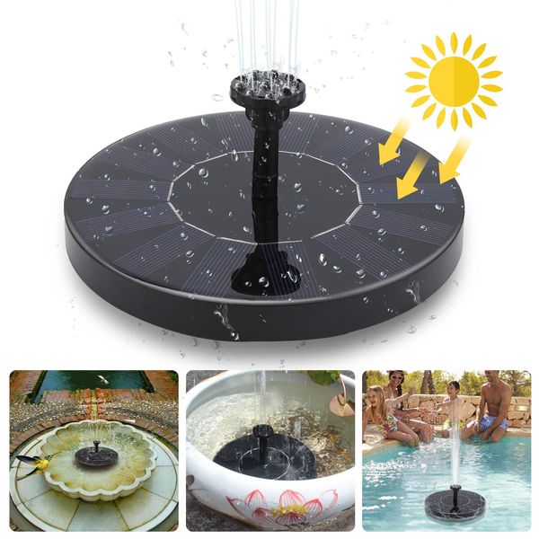 Jiubiaz Fontana Solare Giardino Pompe Pompa Solare 190L/H Fontana Solare, 7V 1.5W Pompa Solare Pompa Fontana Caratteristica Acqua Solare, Giardino Pannello Solare Monocristallino-image