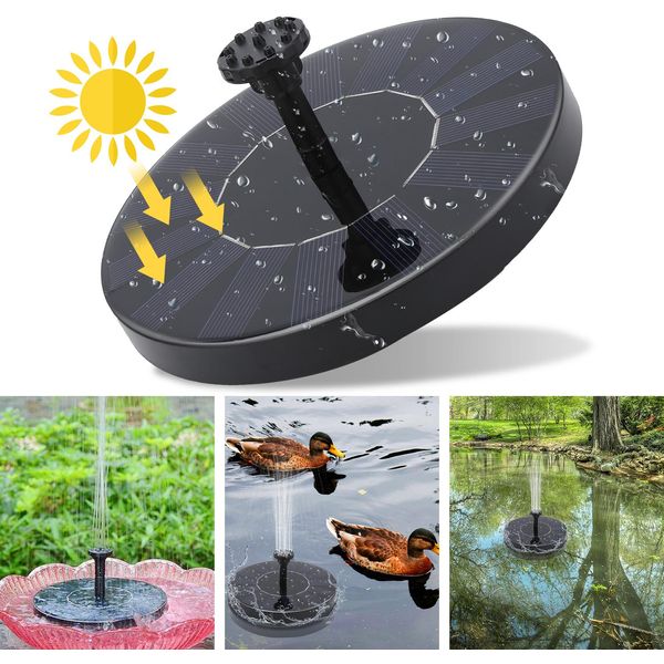 Tolletour Fontana Solare Pompe Da Giardino Pompa Solare 190L/H Fontana Solare, Pompa Solare 7V 1,5W Pompa Solare Fontana Caratteristica Dell'acqua, Pannello Solare Monocristallino Da Giardino-image