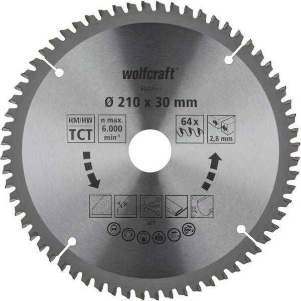 Wolfcraft Lama Per Troncatrice Per Tagli Di Precisione ø254X30 Z80 6543000-image