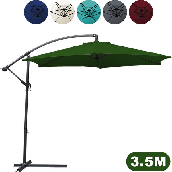 Tolletour Ombrellone A Braccio Laterale 350 Cm - Ombrellone A Braccio Laterale, Protezione Solare, Ombrellone Da Giardino - Verde-image