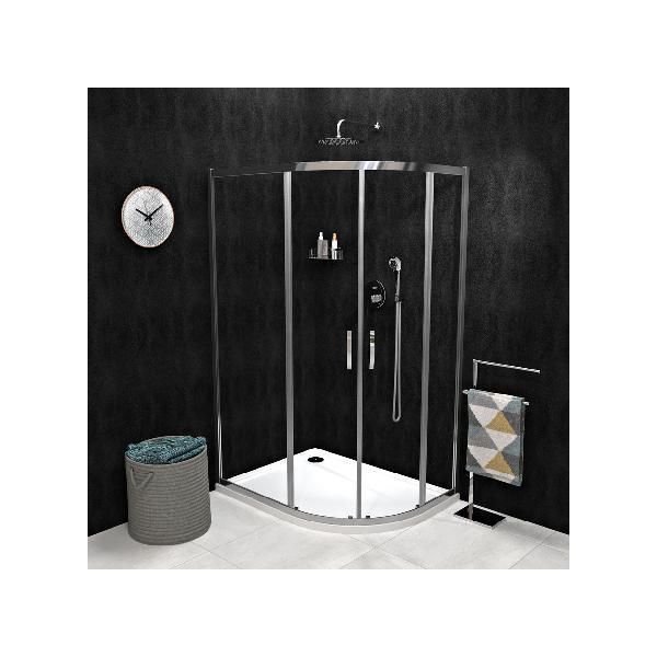 Gelco Sigma - Cabina Doccia Simply Quattro Pezzi 1000X800 Mm, Vetro Rivestito, Alluminio Lucido/Vetro Chiaro GS1080-image