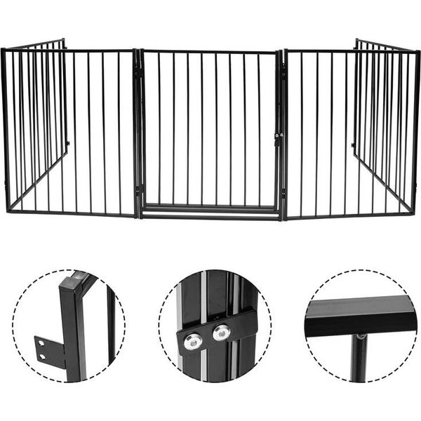 Jiubiaz Griglia Di Sicurezza Per Caminetto Griglia Di Sbarramento Set Di 5 Pezzi Con Porta In Nero 300Cm X 76Cm Griglia Di Sicurezza Per Porta-image