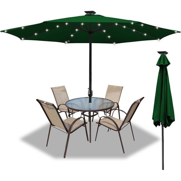 Jiubiaz 2,7 M Ombrellone UV40+ Inclinabile Ombrellone Da Giardino Ombrellone Da Spiaggia Ombrellone Led Solare, Verde-image