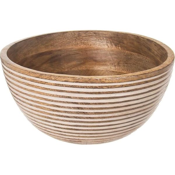 Ciotola In Legno Orion | Ciotola In Legno | Ciotola Da Portata Per Insalate Di Frutta E Verdura In Legno Di Mango Decorativa 25 Cm 3L-image
