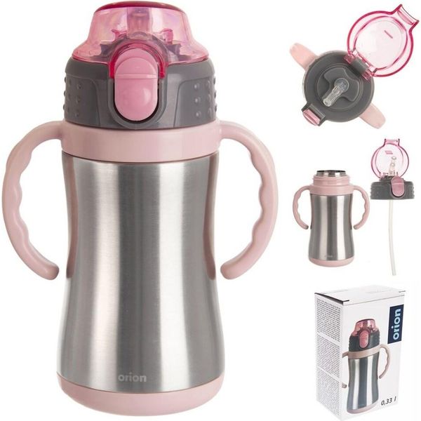 Orion Thermo Mug Tazza Sottovuoto Thermos Flask Bidon Tazza Per Bambini In Acciaio Inox Rosa 300 Ml-image