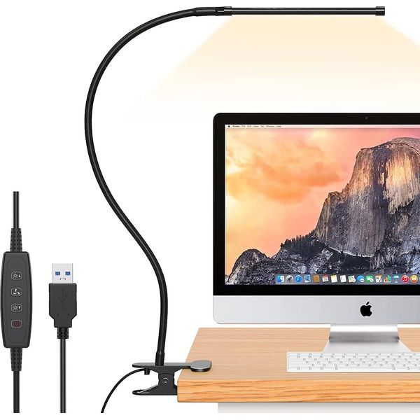 Lampada Da Tavolo A Led Da 40 Cm Dimmerabile A 3 Temperature Di Colore Lampada Da Lettura Regolabile Lampada Da Tavolo Per La Protezione Degli Occhi Lampada A Morsetto Usb-image
