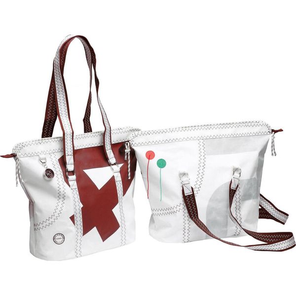 Borsa Shopping Sea Queen, Tela Bianca/Rossa-image