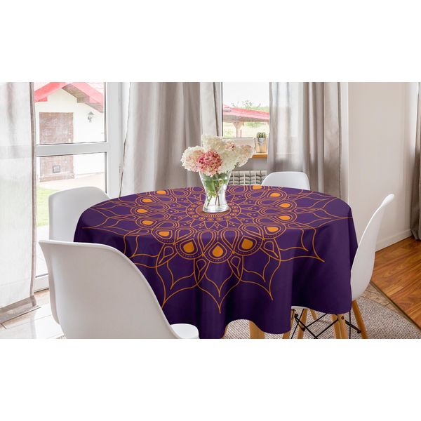 Abakuhaus Tovaglia Rotonda Viola Mandala, Mystic Sun, Tovaglia Circolare Per Sala Da Pranzo, Decorazione Cucina, 150 Cm, Calendula-image
