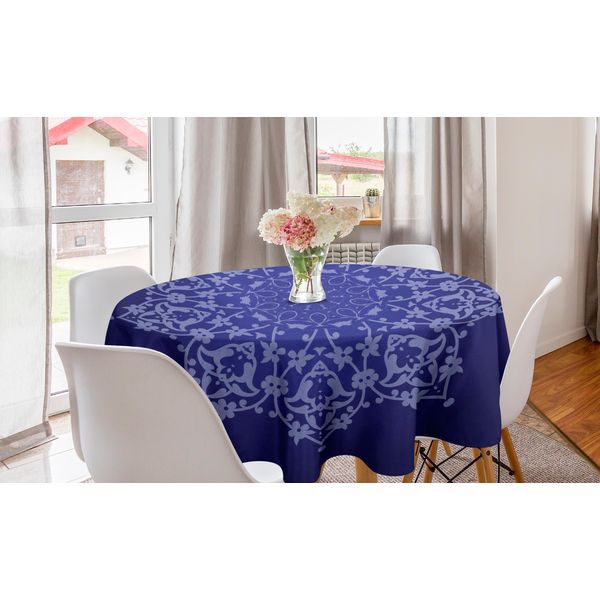 Abakuhaus Tovaglia Rotonda Viola Mandala, Pizzo Floreale, Tovaglia Circolare Per Sala Da Pranzo, Decorazione Cucina, 150 Cm, Lavanda Blu Indaco-image