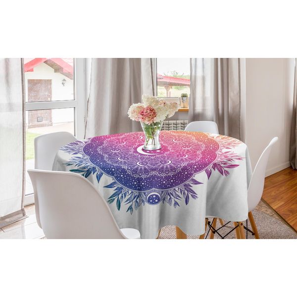 Abakuhaus Galaxy Mandala Tovaglia Rotonda, Elaborata Stanza Luna, Tovaglia Circolare Per Sala Da Pranzo Cucina Decorazione, 150 Cm, Multicolore-image