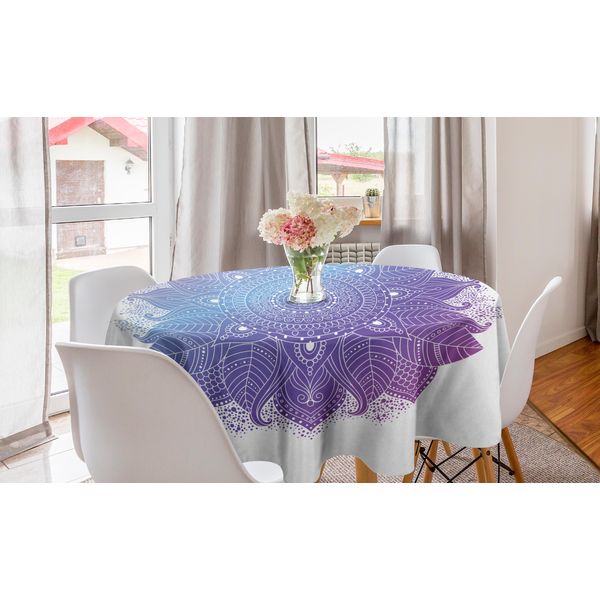 Abakuhaus Tovaglia Rotonda Mandala, Bohemian Mandala, Tovaglia Circolare Per Sala Da Pranzo, Decorazione Per Cucina, 150 Cm, Azzurro, Blu, Viola-image