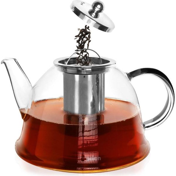 Teiera Orion In Vetro Borosilicato Con Inserto Colino Rimovibile In Acciaio Inox E Coperchio Brocca In Vetro Brocca In Vetro 1,65L-image
