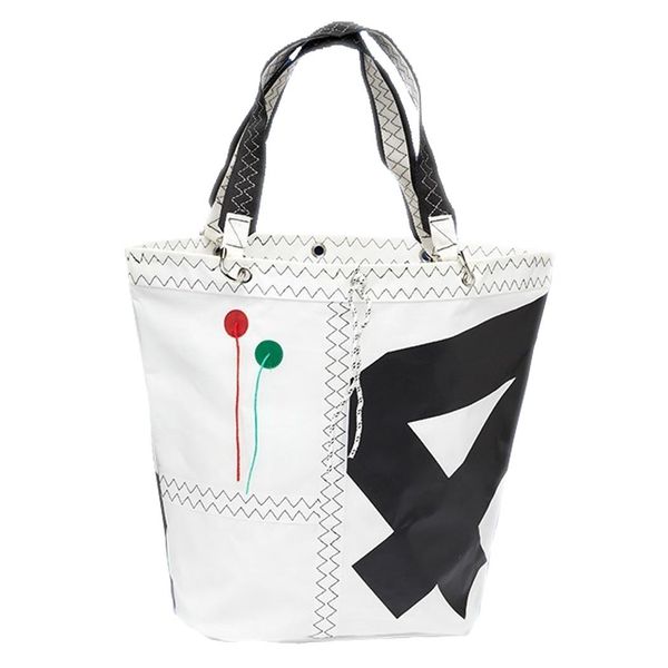 Borsa Shopping Sea Girl, Tela Bianca/Nera, Borsa Shopping-image
