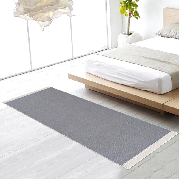 Tappeto Kelim- Tappeto Per Soggiorno, Camera Da Letto, Cucina, Bagno - Tappeto Moderno Boho Kilim, Dimensioni: 60X180 Cm, Grigio-image