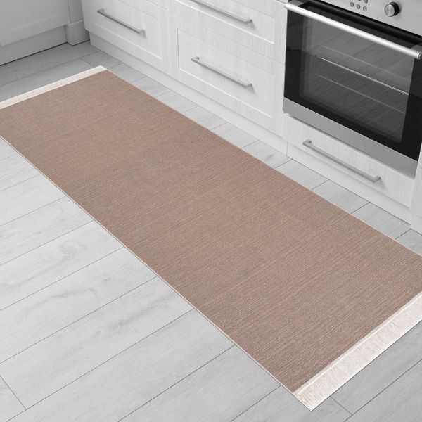 Tappeto Runner Kelim- Tappeto Per Soggiorno, Camera Da Letto, Cucina, Bagno - Tappeto Moderno Boho Kilim, Dimensioni: 60X180 Cm, Beige-image