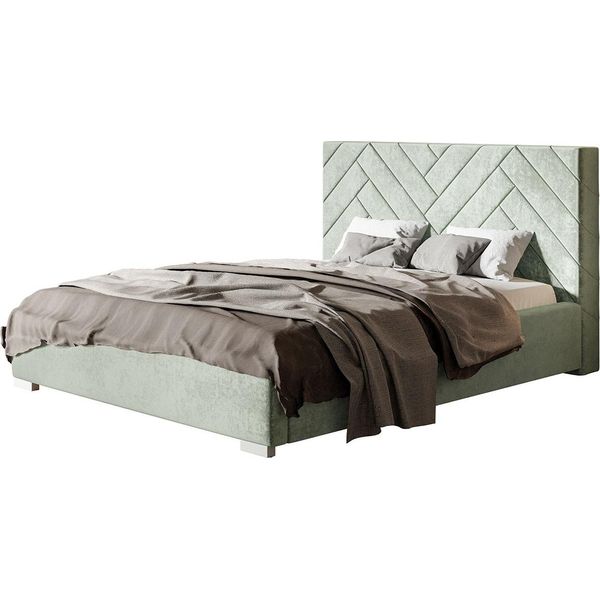 Letto Imbottito Sevilla Con Testiera, 180X200 Cm, Letto Matrimoniale Con Rete E Doghe In Legno, Tessuto Velour Grigio-image